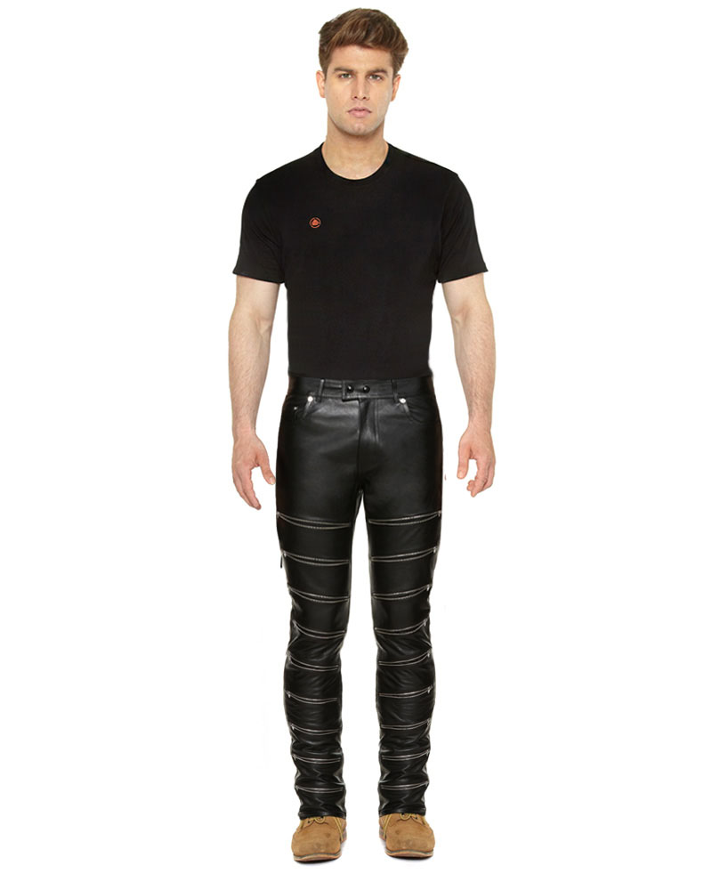 LEATHER PANTS FULL ZIPPER FRONT TO BACK