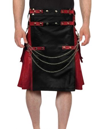 Mens Black Leather Shorts with Adjustable Drawstring