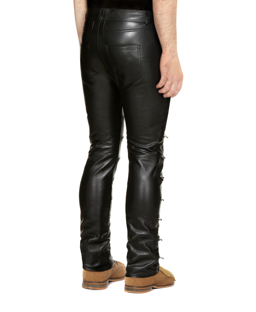  Rear Zipper Leather Pants