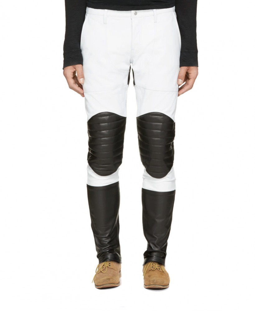 Mens Black Skinny Leather Pants with Zippered Front